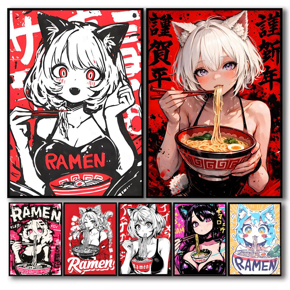 Esports And Gaming Lounge - Anime Cat Girl Painting Calligraphy Canvas