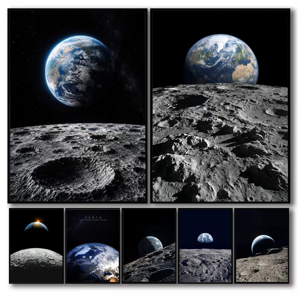 Esports And Gaming Lounge - Earth and Moon Painting Canvas Poster