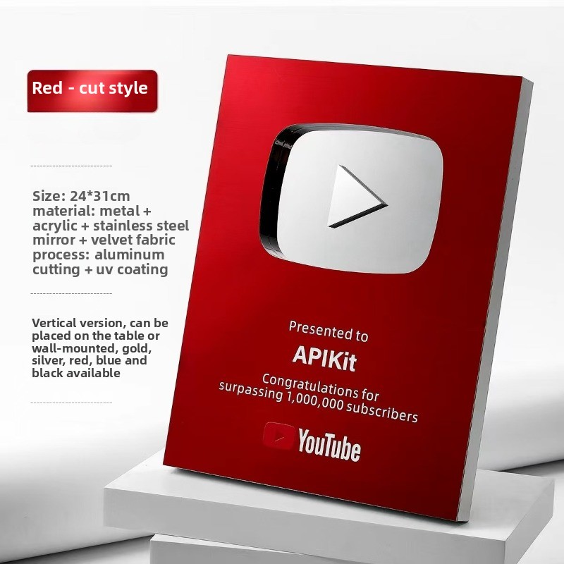 Custom Play Button Silver Gold - огляд і ціна Esports Gaming Trophy