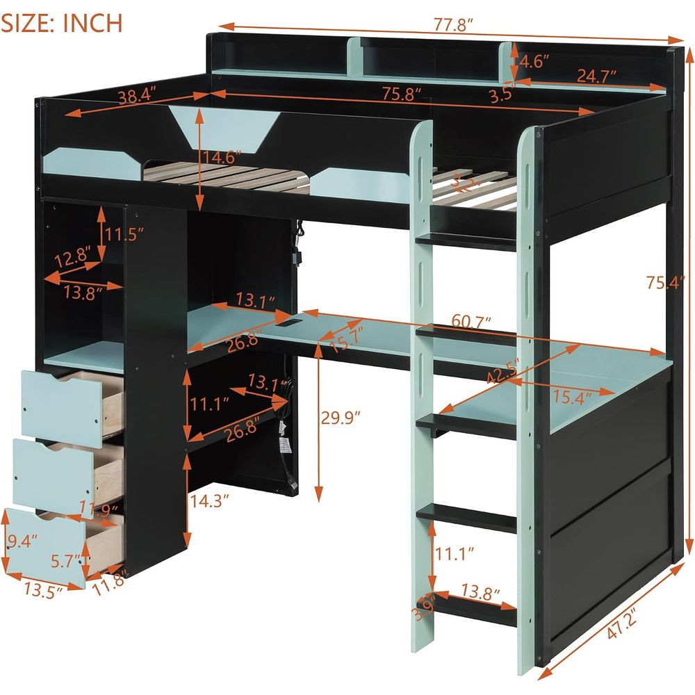 Twin Size Gaming Loft Bed with - огляд і ціна Esports Gaming Bed