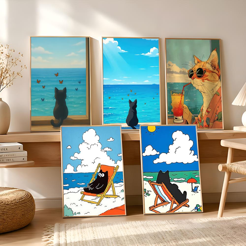 Cat on Beach Poster Wall Art R - огляд і ціна Esports And Gaming Lounge