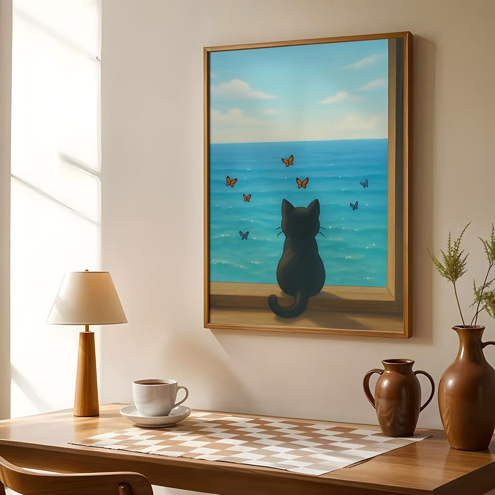 Cat on Beach Poster Wall Art R - огляд і ціна Esports And Gaming Lounge