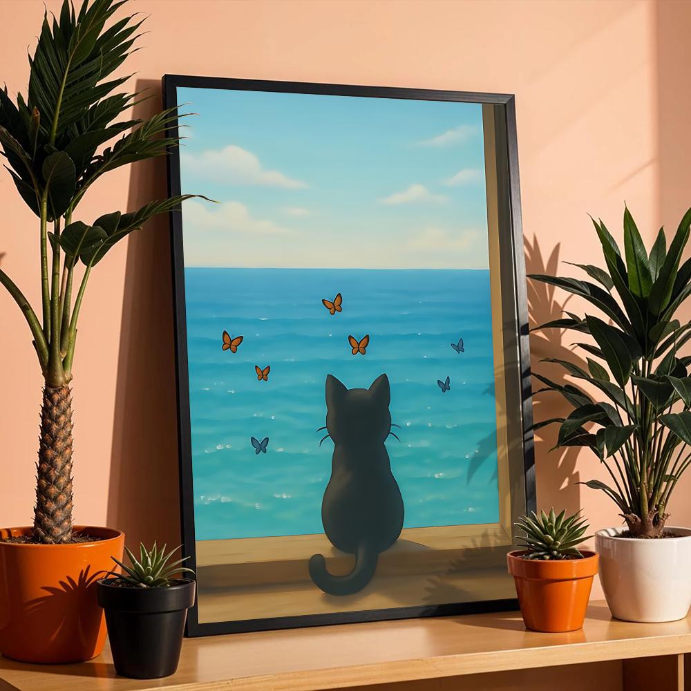 Cat on Beach Poster Wall Art R - огляд і ціна Esports And Gaming Lounge