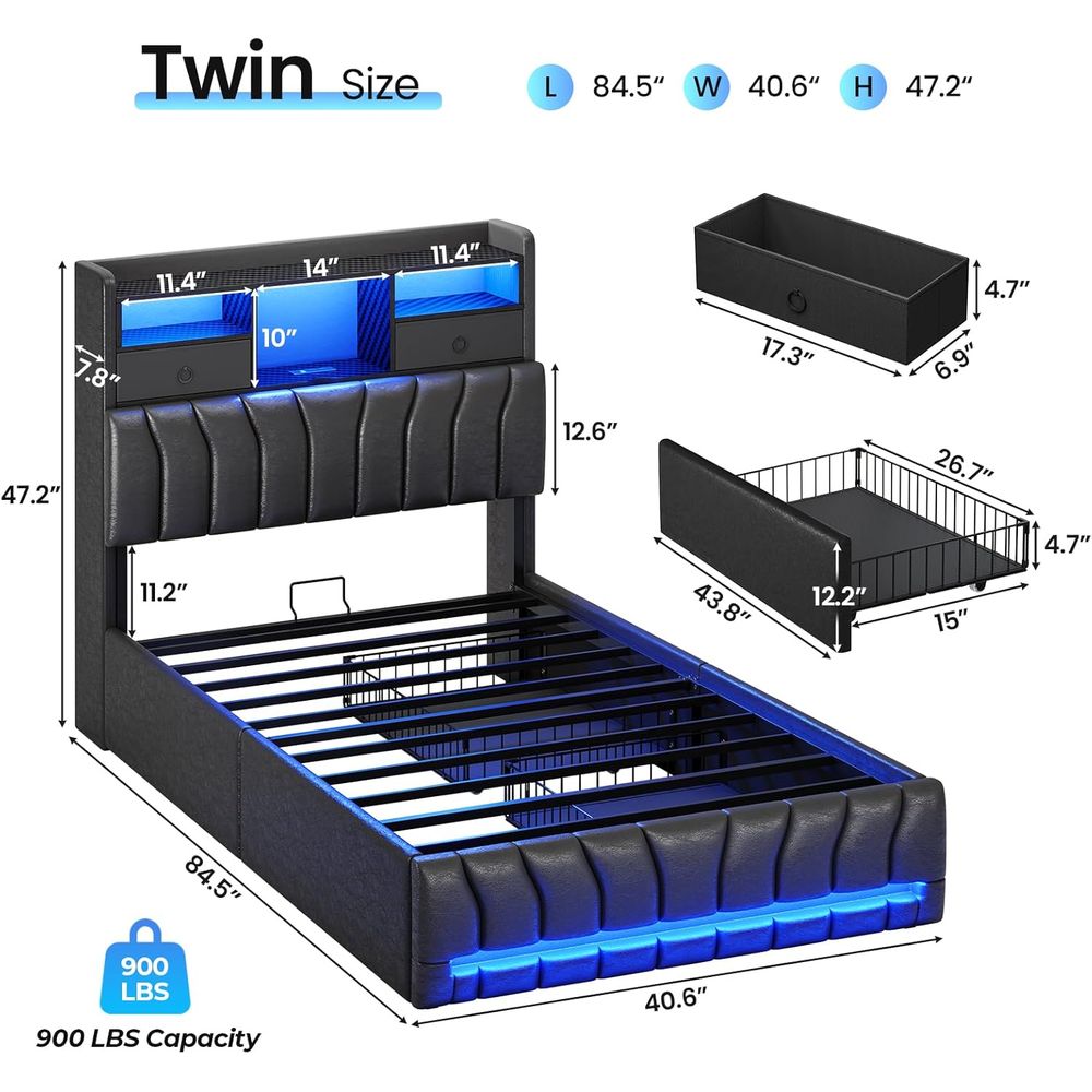 Twin Bed with Storage Board, 2 - огляд і ціна Esports Gaming Bed